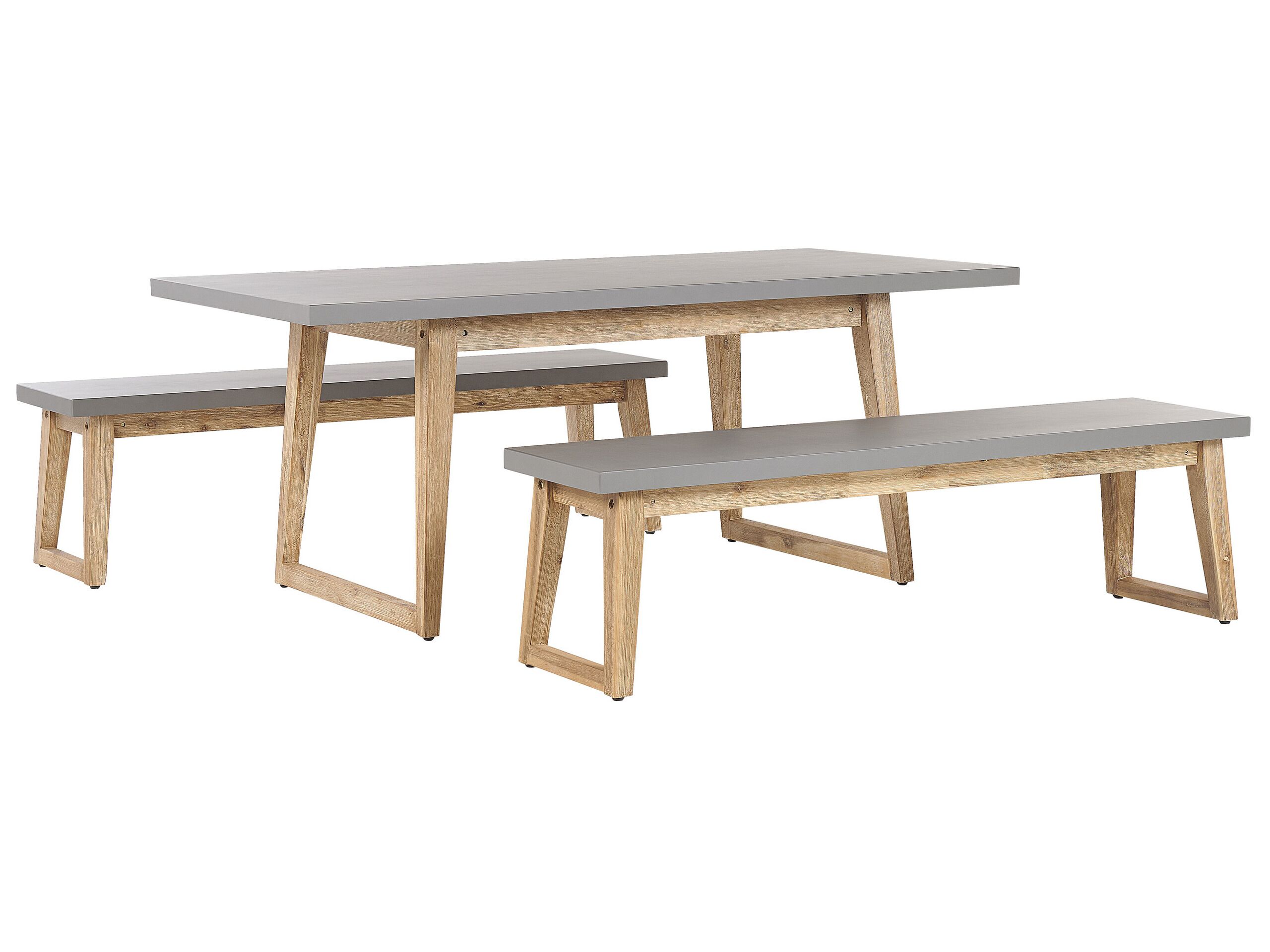 Conjunto de refeição de jardim com bancos 6 lugares oria betão cinzento