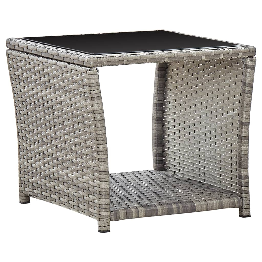 Mesa de centro 45x45x40 cm vime pe e vidro cinzento