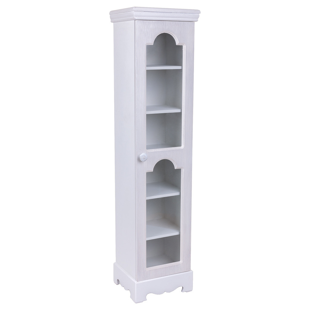 Vitrina em madeira com 1 porta branca 24x20x98,5