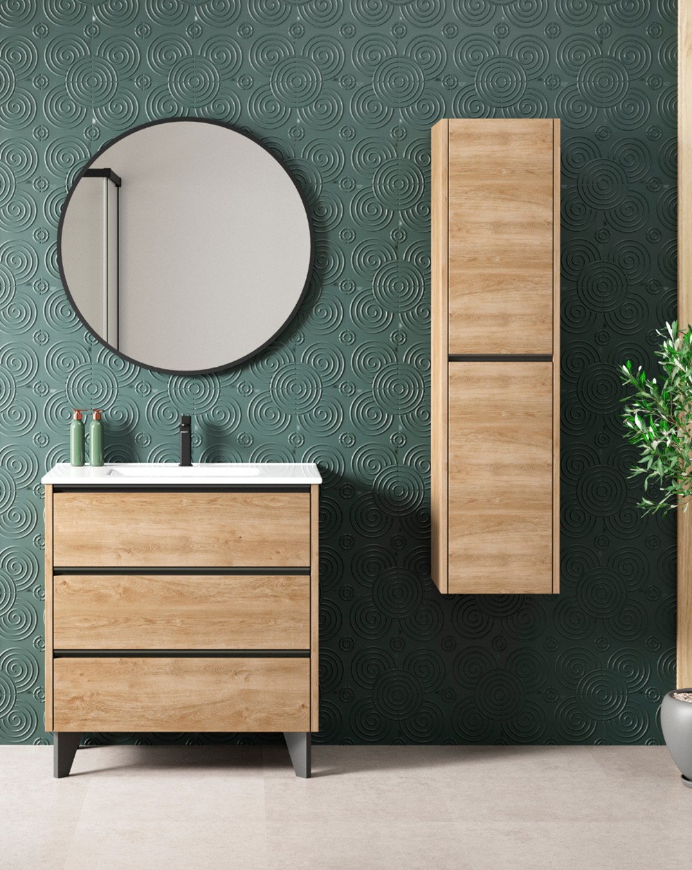 Mobiliário de banho lavatório profundidade reduzida70cm - carvalho natural