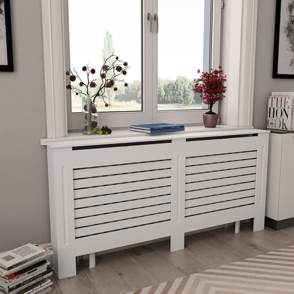Coberturas de radiador 2 pcs 172x19x81,5 cm mdf branco
