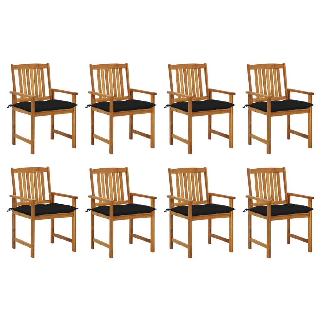 Cadeiras de jardim com almofadões 8 pcs acácia maciça