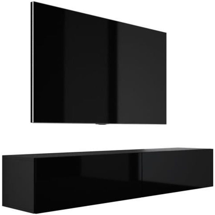 Móvel de tv suspenso - preto mate/brilhante - madeira - 170 x 32 x 34 cm