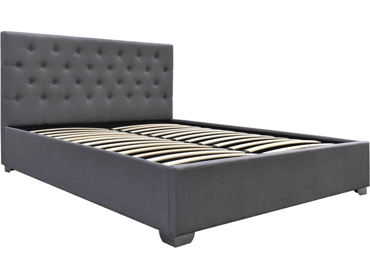 Cama de casal com baú "tino" - 160 × 200 cm - cinza