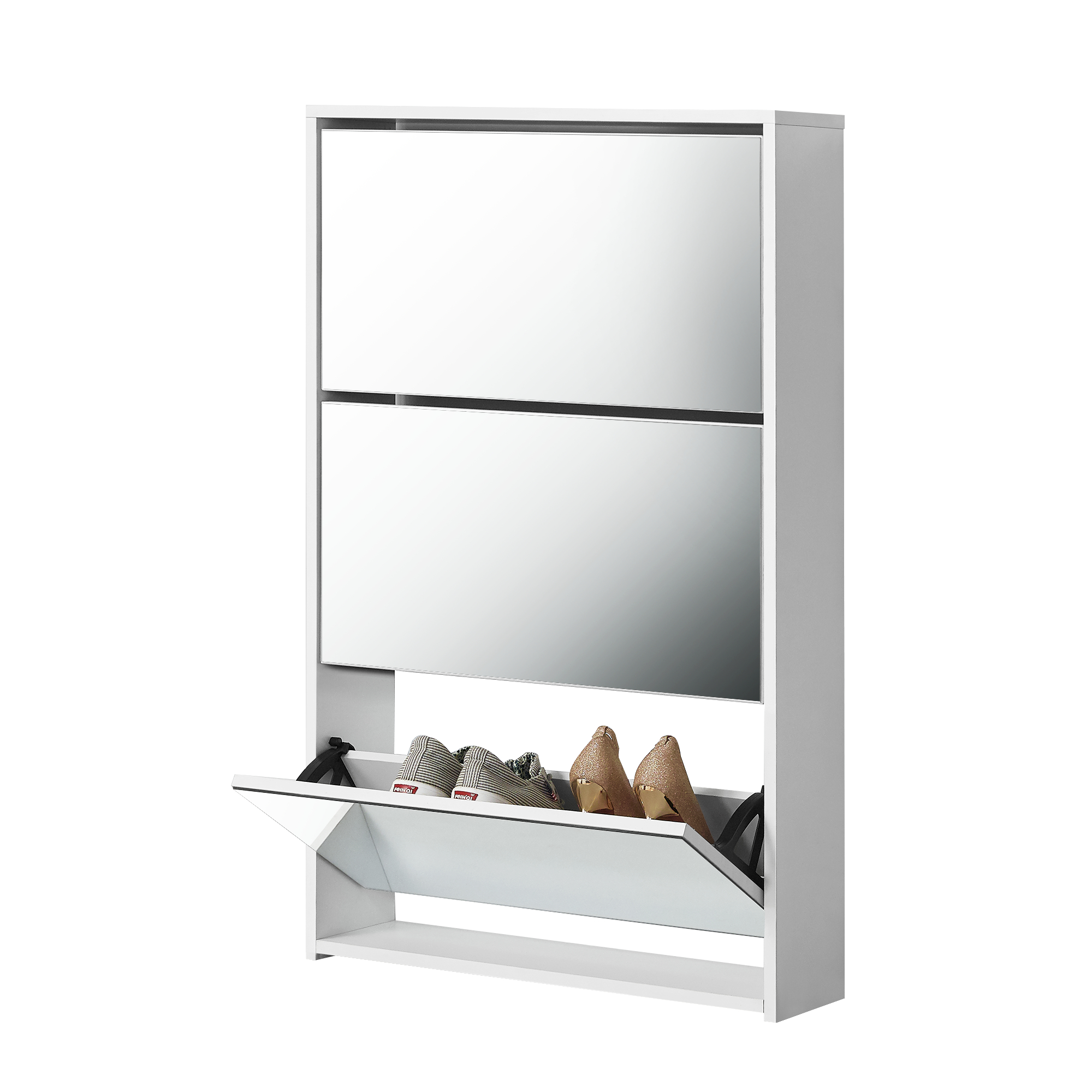 Sapateira sokndal com 3 portas metálicas 104 x 50 x 15 cm - cinzento claro