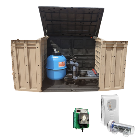 Casa de tratamento 500 pool surface neptuno+idegis salt chlorinator+ph