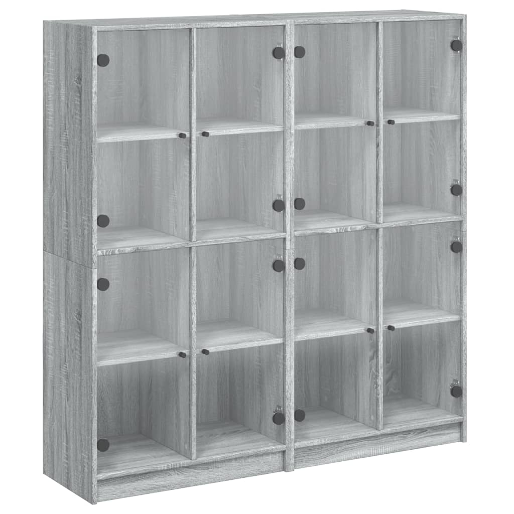 vidaXL estantería con puertas madera gris sonoma 136x37x142 cm