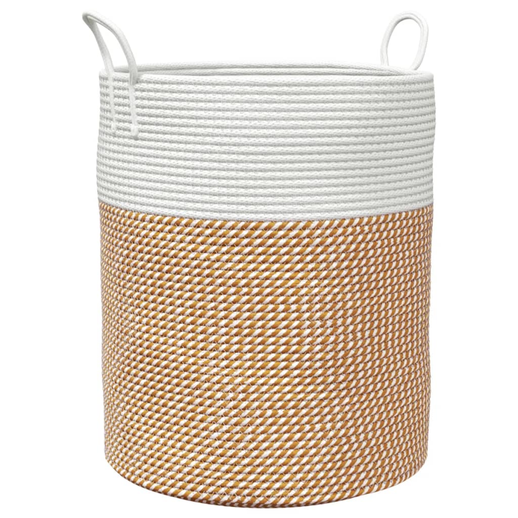 vidaXL cesta de almacenaje aLGodón marrón y blanco ø38x46 cm