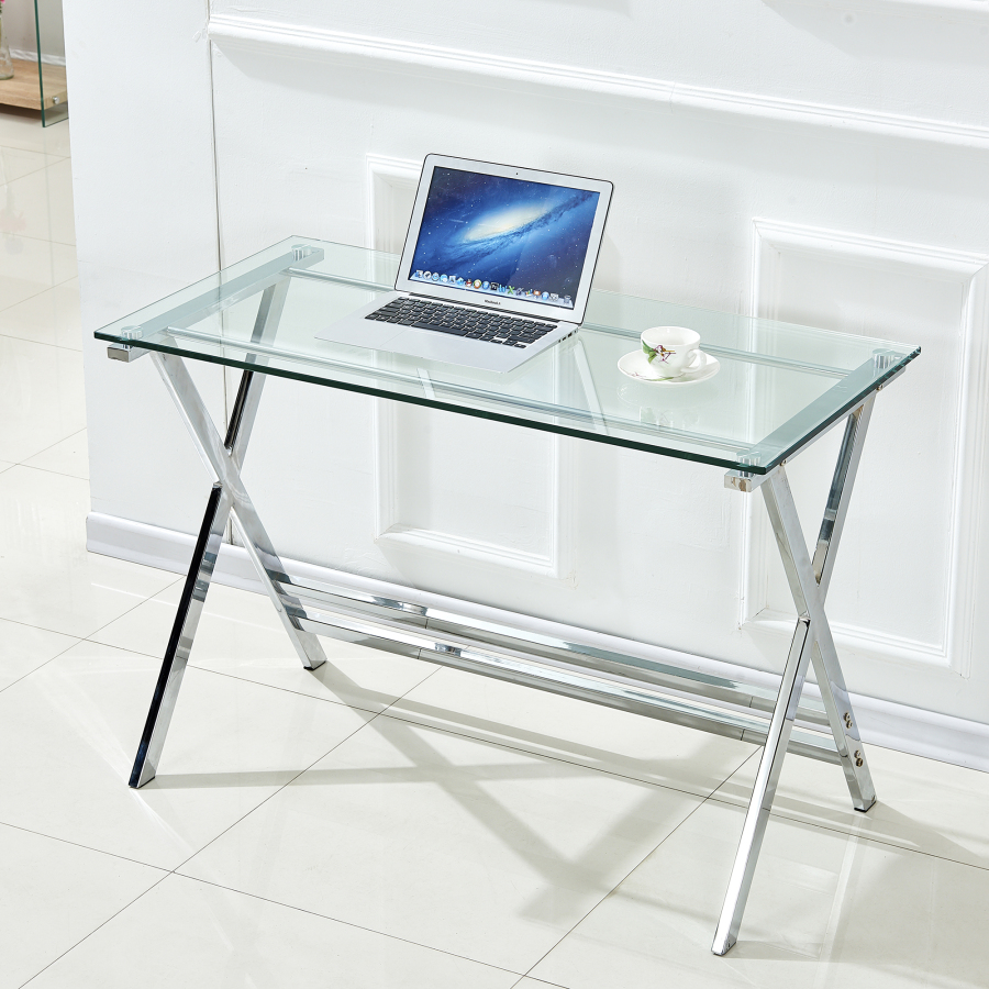 Mesa de computador de vidro transparente 76x110x55cm