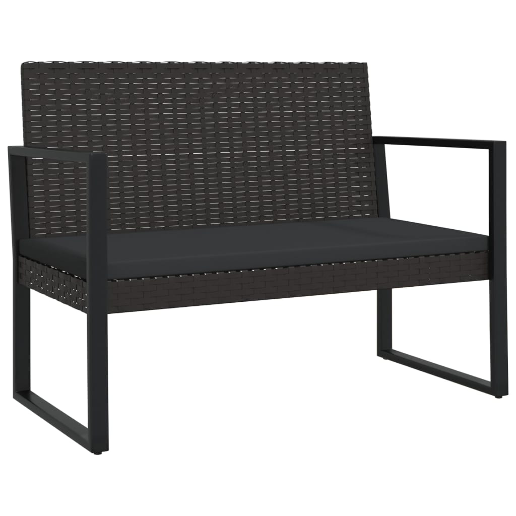 Banco de jardim - helloshop26 - 106 cm - resina trançada preta - almofadas