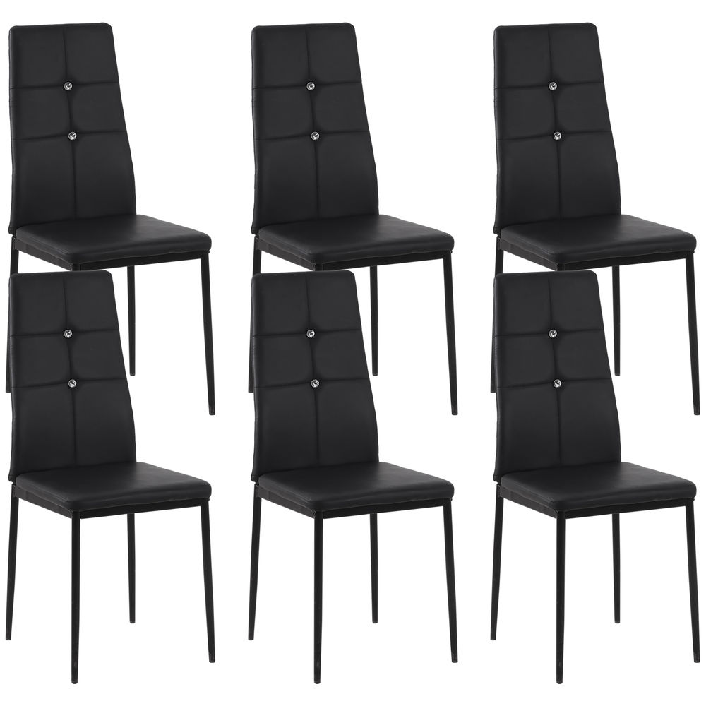 Conjunto de 6 cadeira 41x50x97 cm pu e aço Homcom, casa - cadeiras