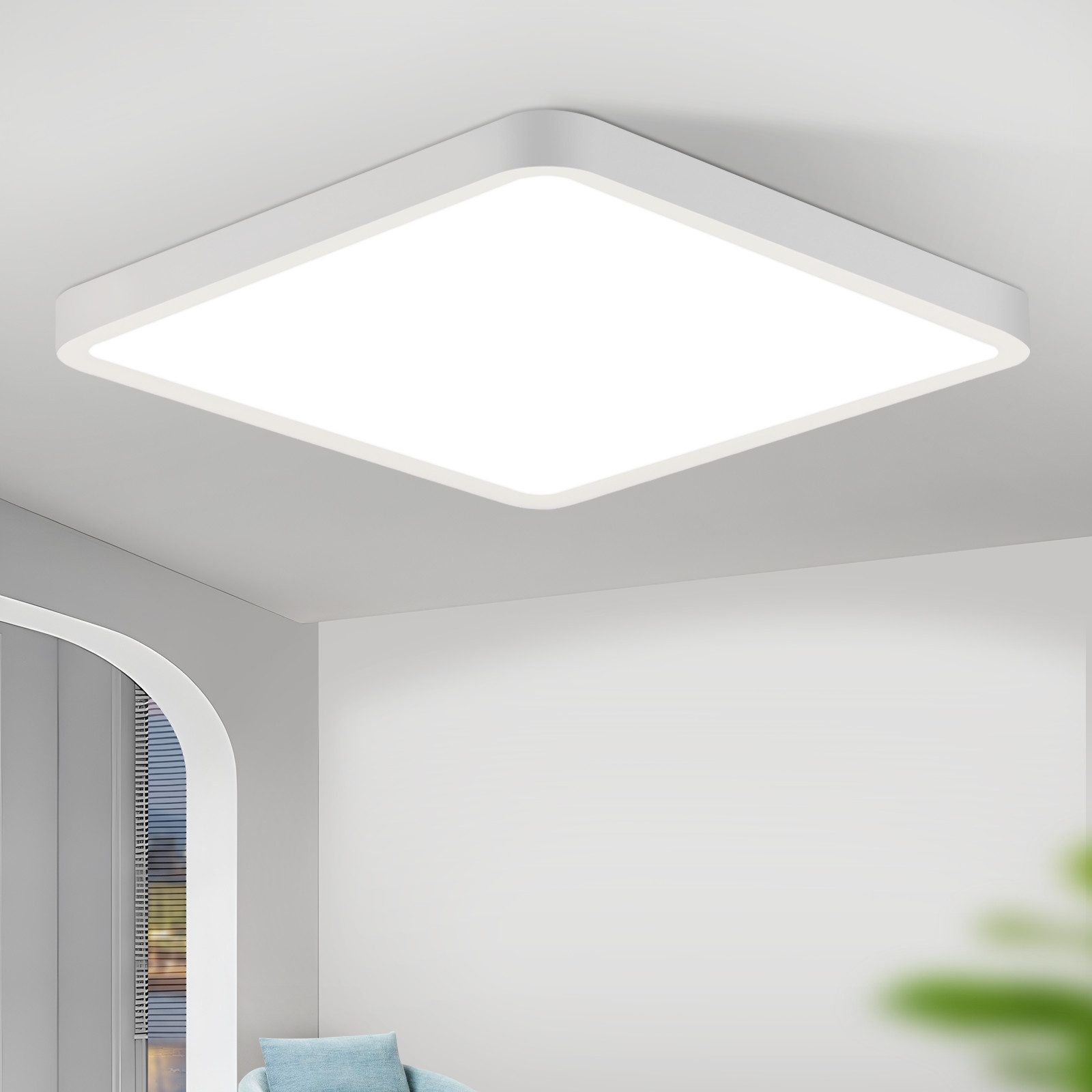 Luz de teto LED plana nettlife 23cm 6500k 18w quadrado branco quarto LED