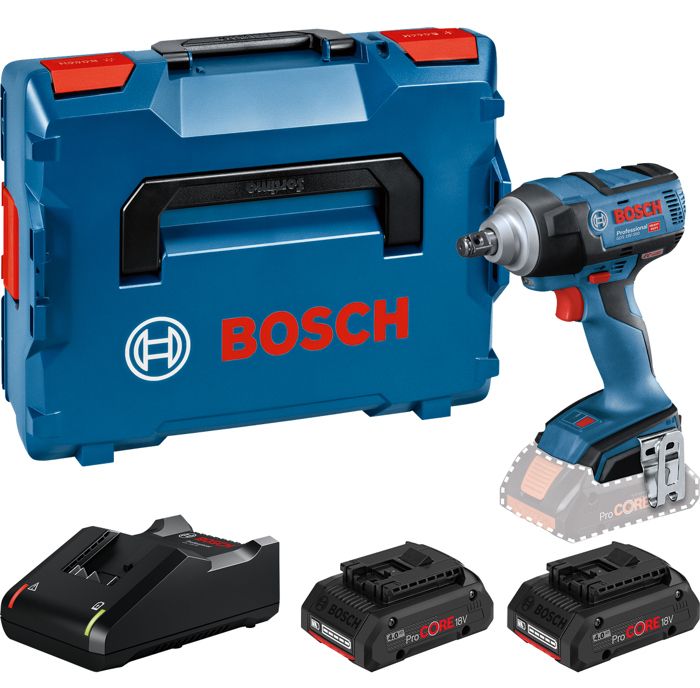 Chave de impacto sem fio gds 18v-300 procore - Bosch - com 2 baterias 18v 4