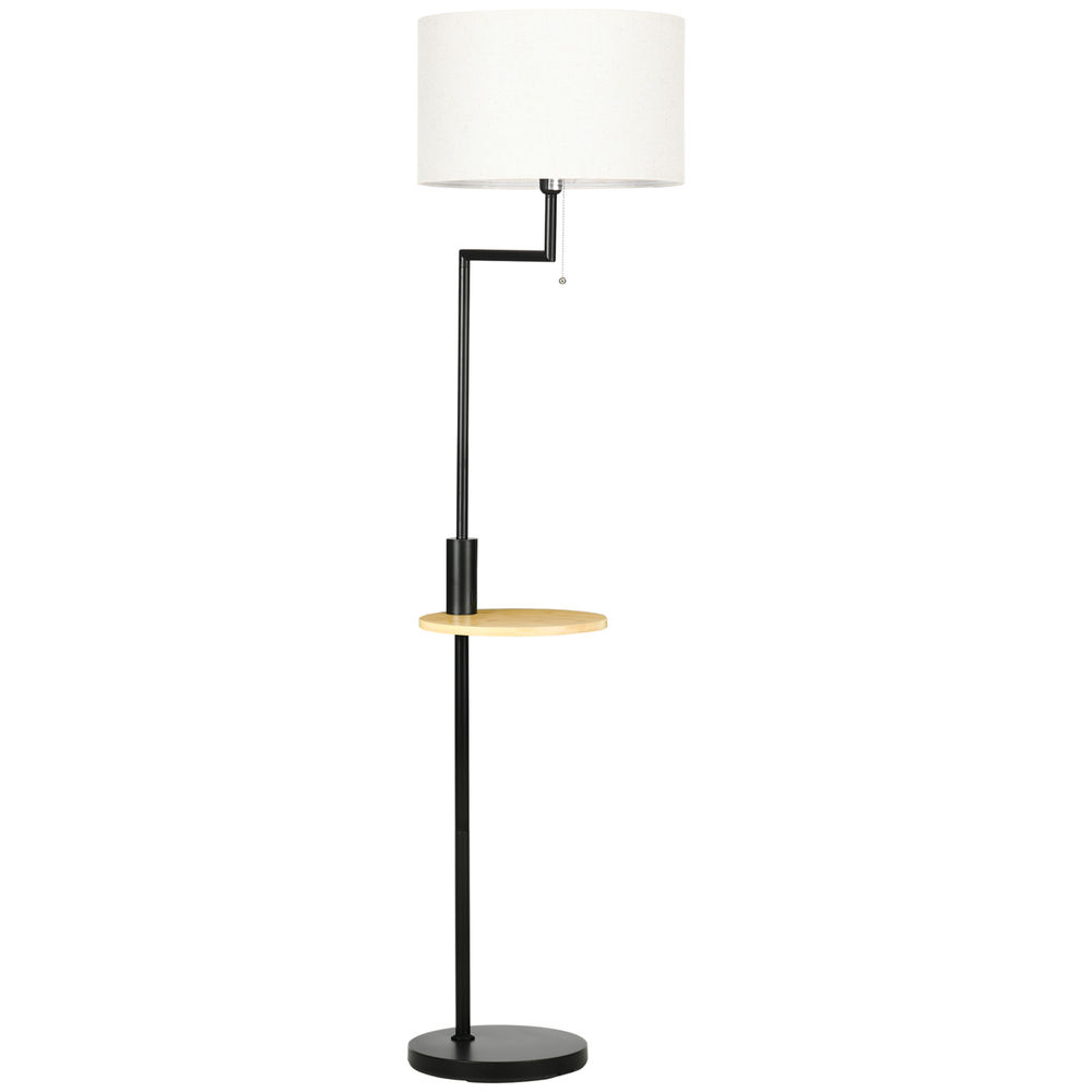 Candeeiro de pé ø40x168cm aço, linho sintético e bambú bicolor Homcom