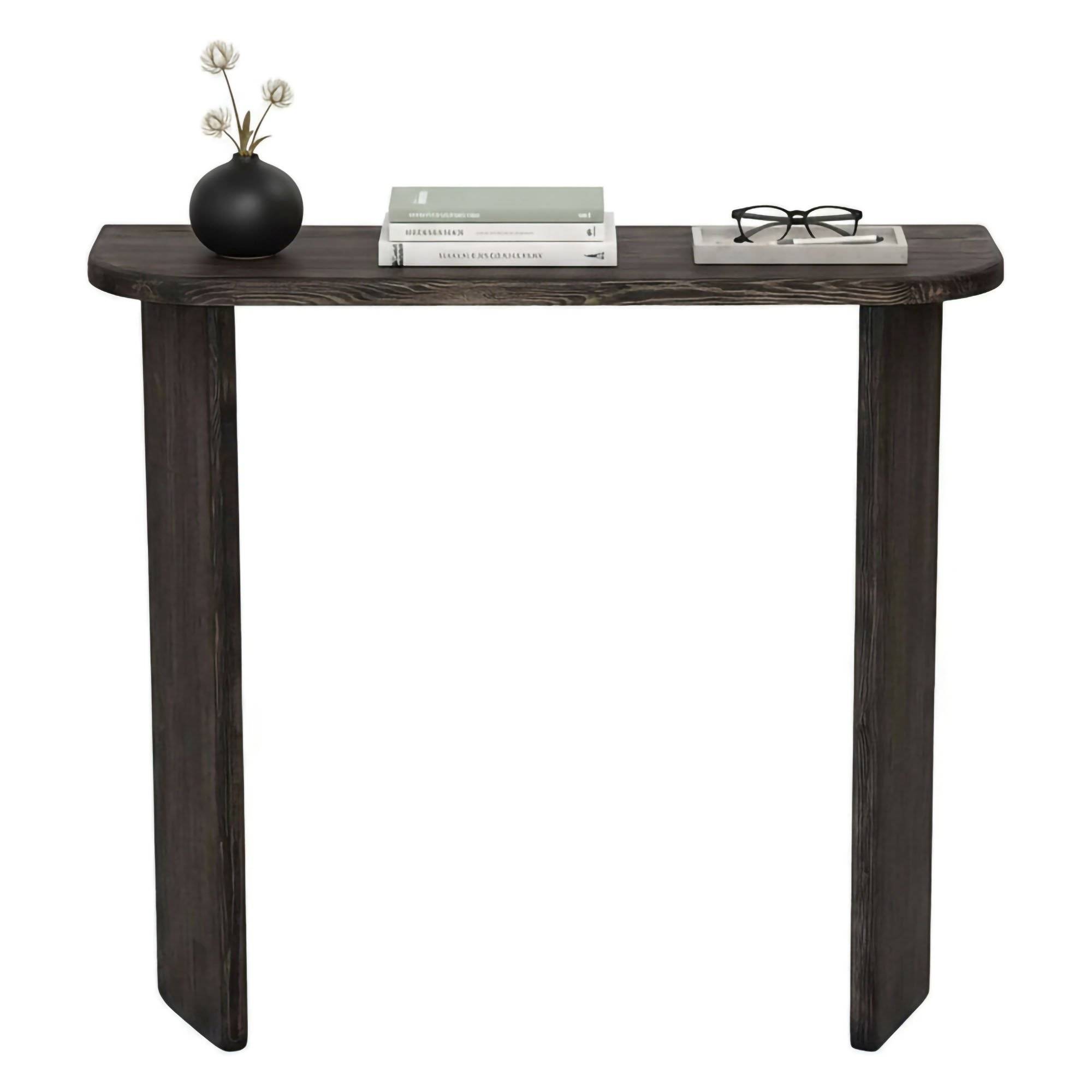 Console benigna, tampo preto, madeira maciça antracite