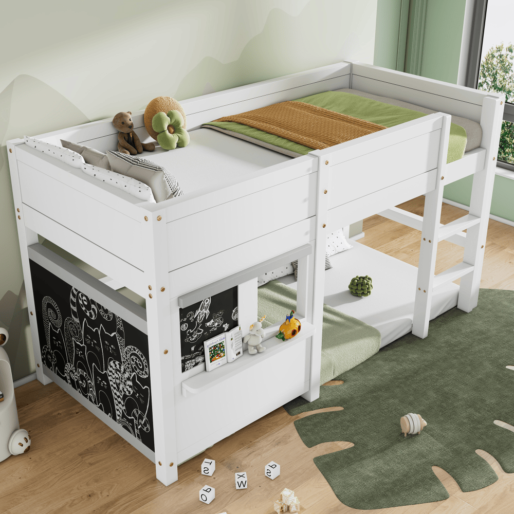 Cama infantil casinha 90x200cm com quadro e arrumação madeira – branco