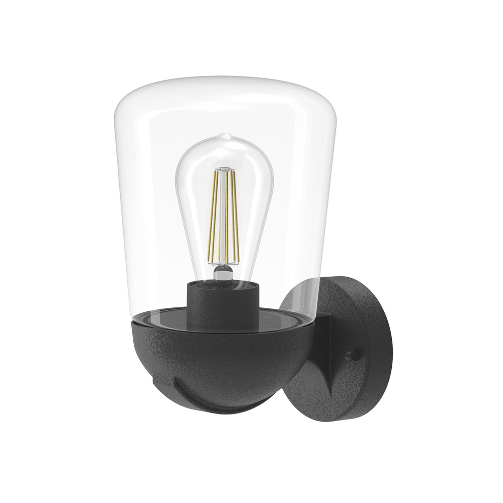 Aplique de exterior new avenida retro preto com cúpula de vidro 1xE27 ip44