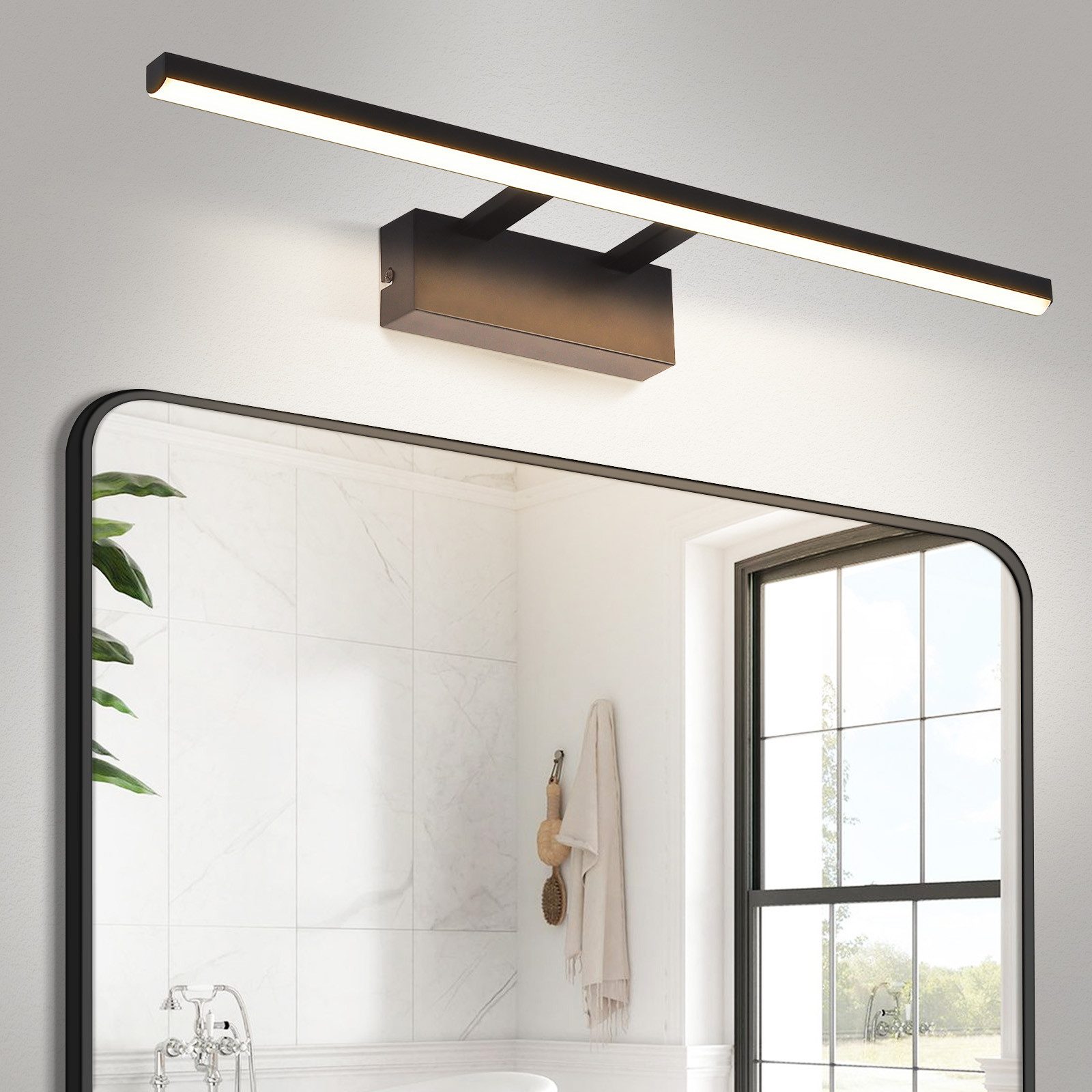 Nettlife luminária de parede com espelh LED preto y branco 60x12.8