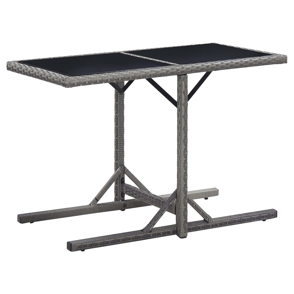 Mesa de jardim 110x53x72 cm vidro e vime pe antracite