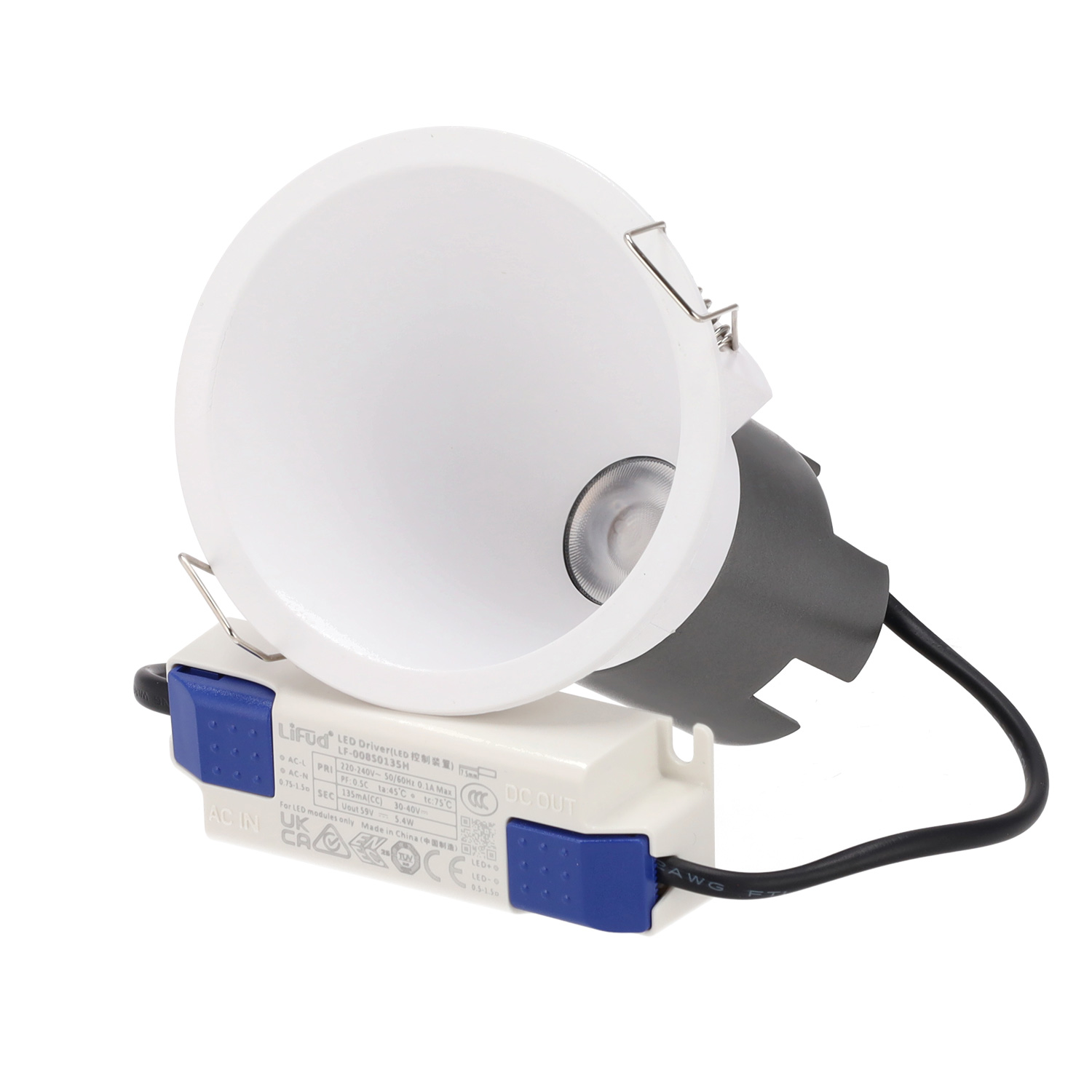 Luminária de embutir LED 6w 90lm/w ugr<15 cri>95 2700ºk 50.000h