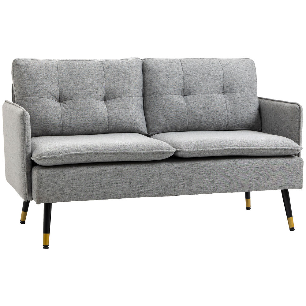 Sofá de 2 lugare 139x68x80 cm poliéster, espuma e aço color gris Homcom