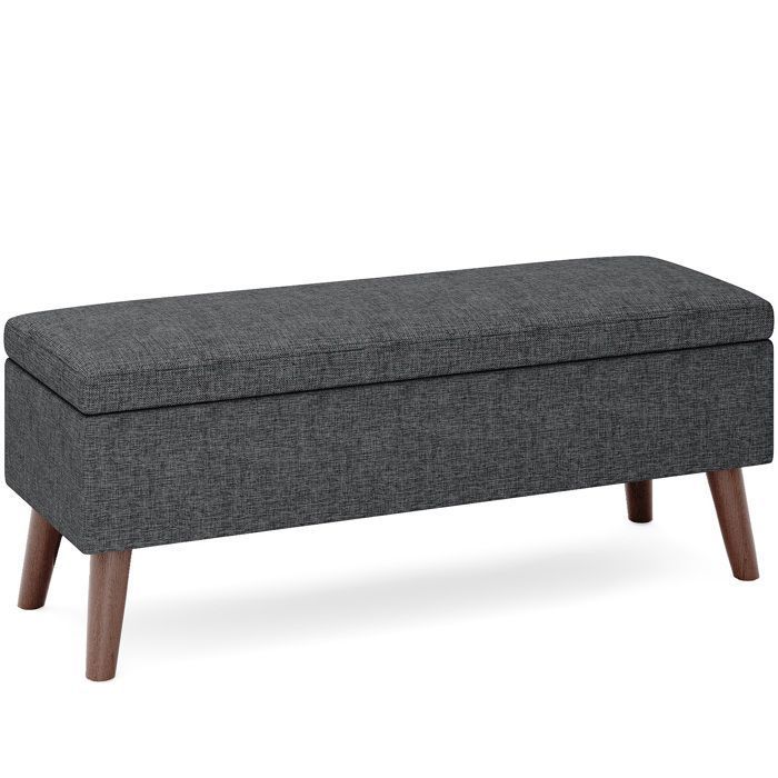 Banco de arrumação estofado cinza - 110 x 39 x 45 cm