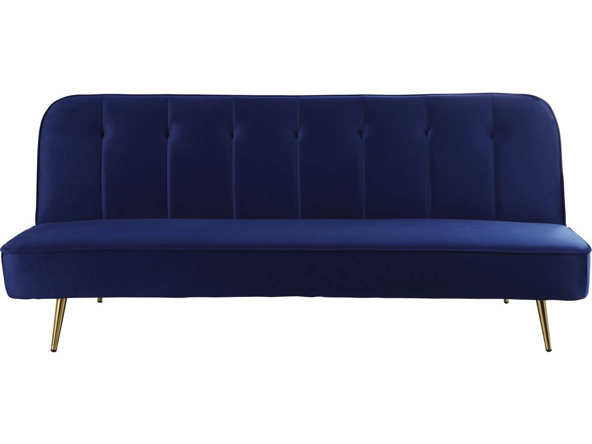 Sofá de veludo clic clac "james" - 180 x 83 x 75 cm - 3 lugares - azul escu