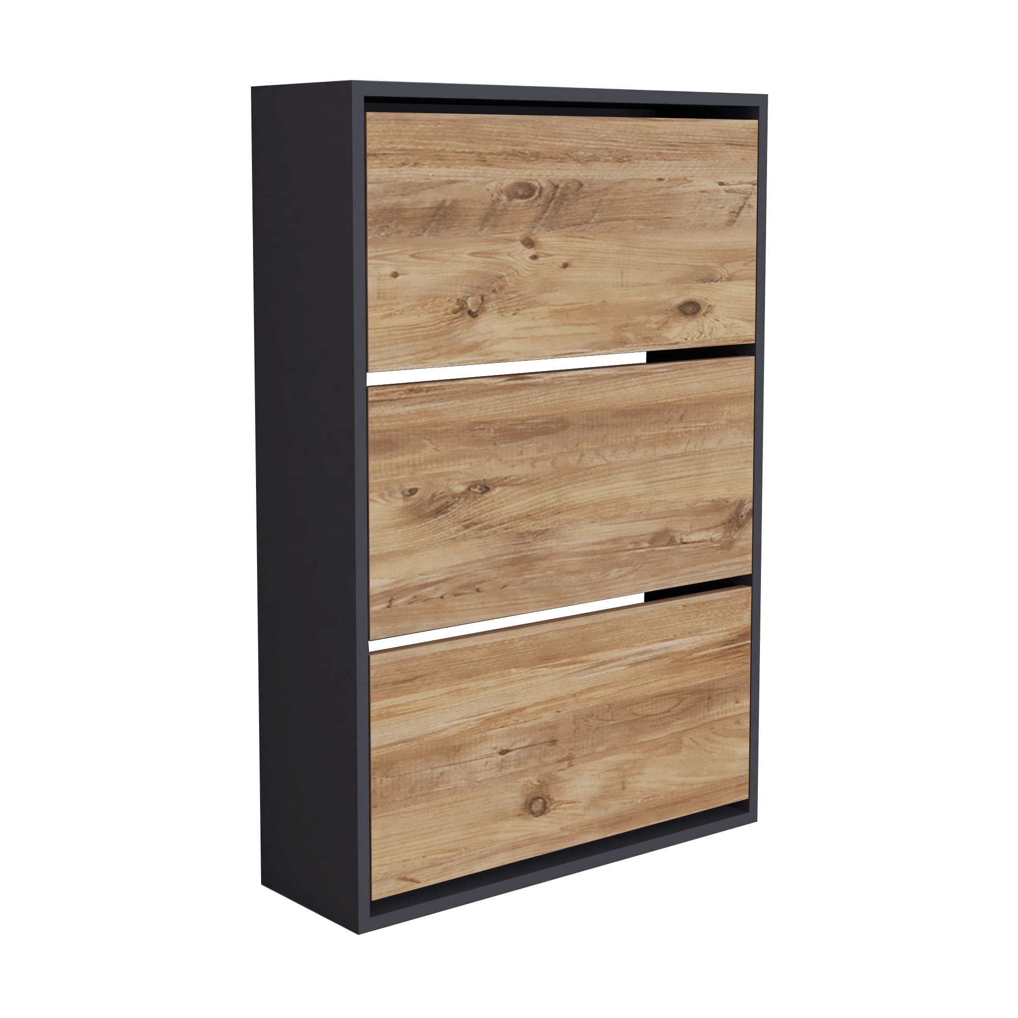 Sapateira sokndal com 2 portas metálicas 71x50x15 cm cinzento [en.casa]