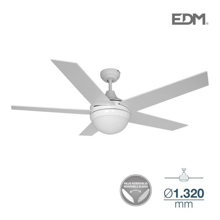 Ventilador de teto adriatico - edm - 130cm - 2xe14 40w - branco/cromo