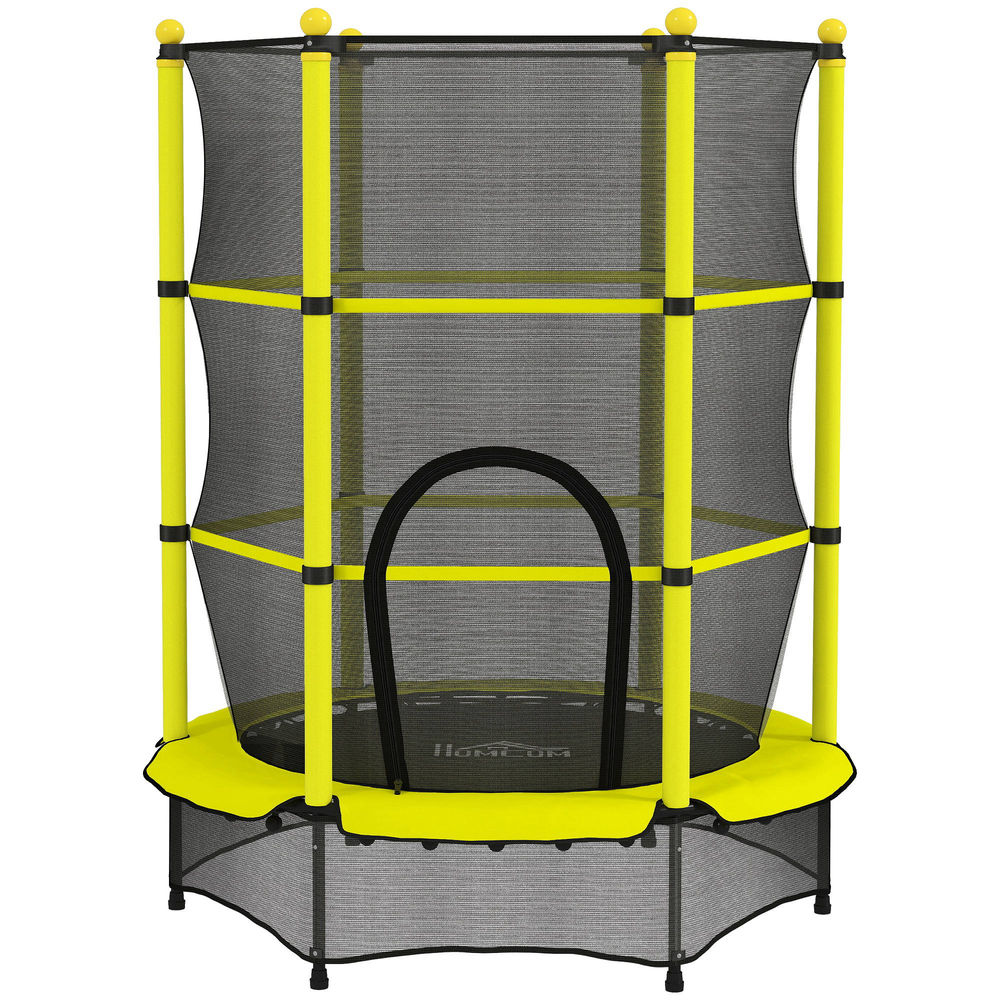 Cama elástica infantil 140x140x190 cm aço, pp color amarillo Homcom