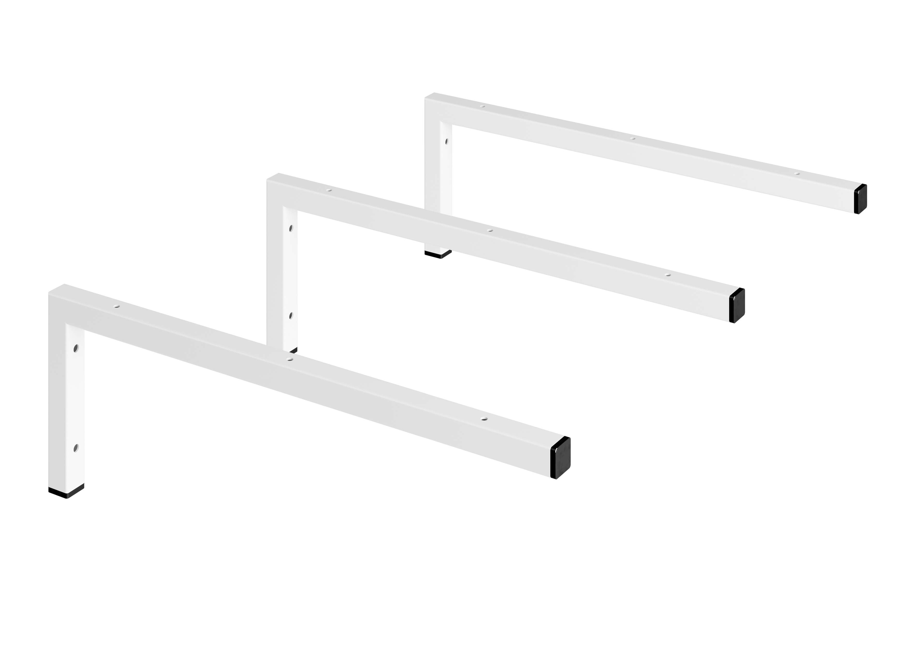 Conjunto de 3 suportes de fixaçãos branco mate para tampo de lavatório