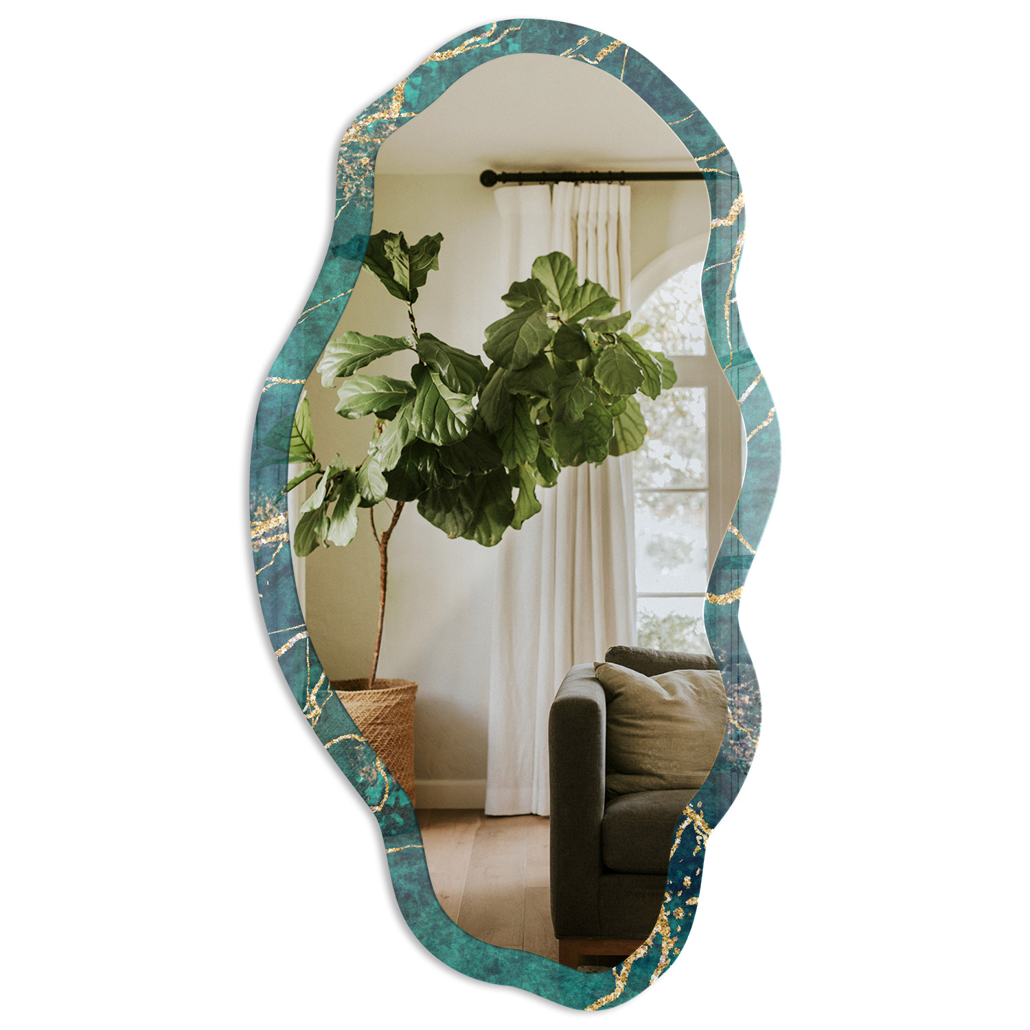 Espelho orgânico com moldura 52x97-45x90 padrão de mármore tulup