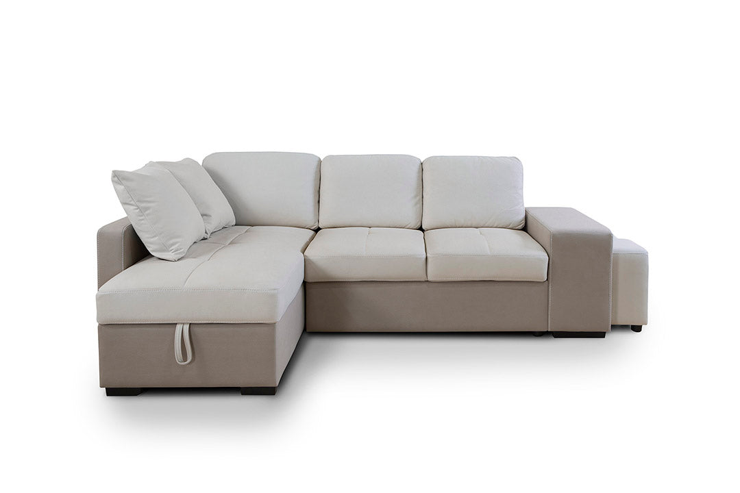 Sofá-cama chaise longue stacy 250cm bege, chaise esquerda