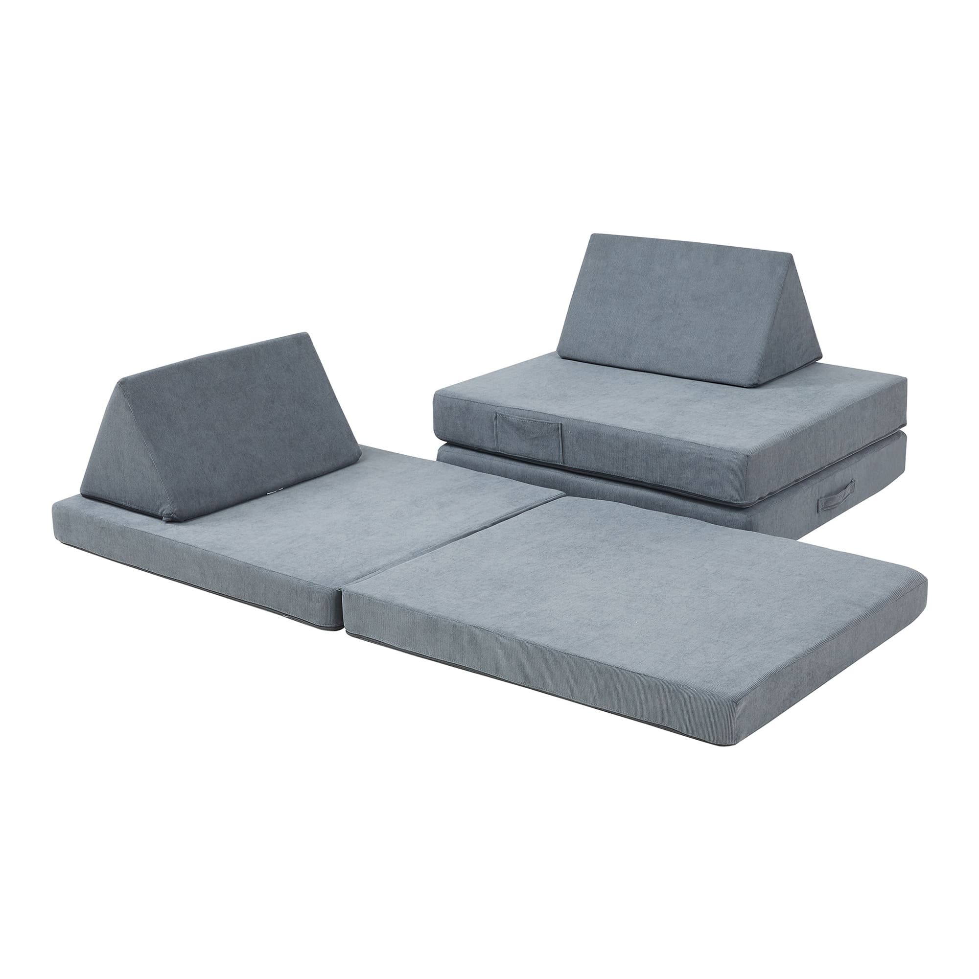Sofá de brincar norhulta de 5 peças 150x66x46 cm cordão cinzento [en.casa]