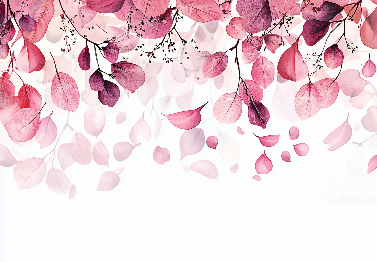 Papel de parede com folhas cor-de-rosa 400x280 murais de parede para quarto