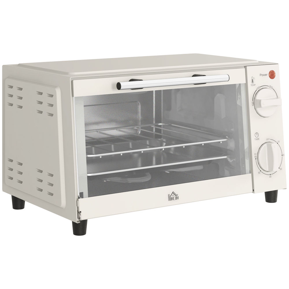 Mini forno elétrico metal, aço inoxidável e vidro temperado color beige