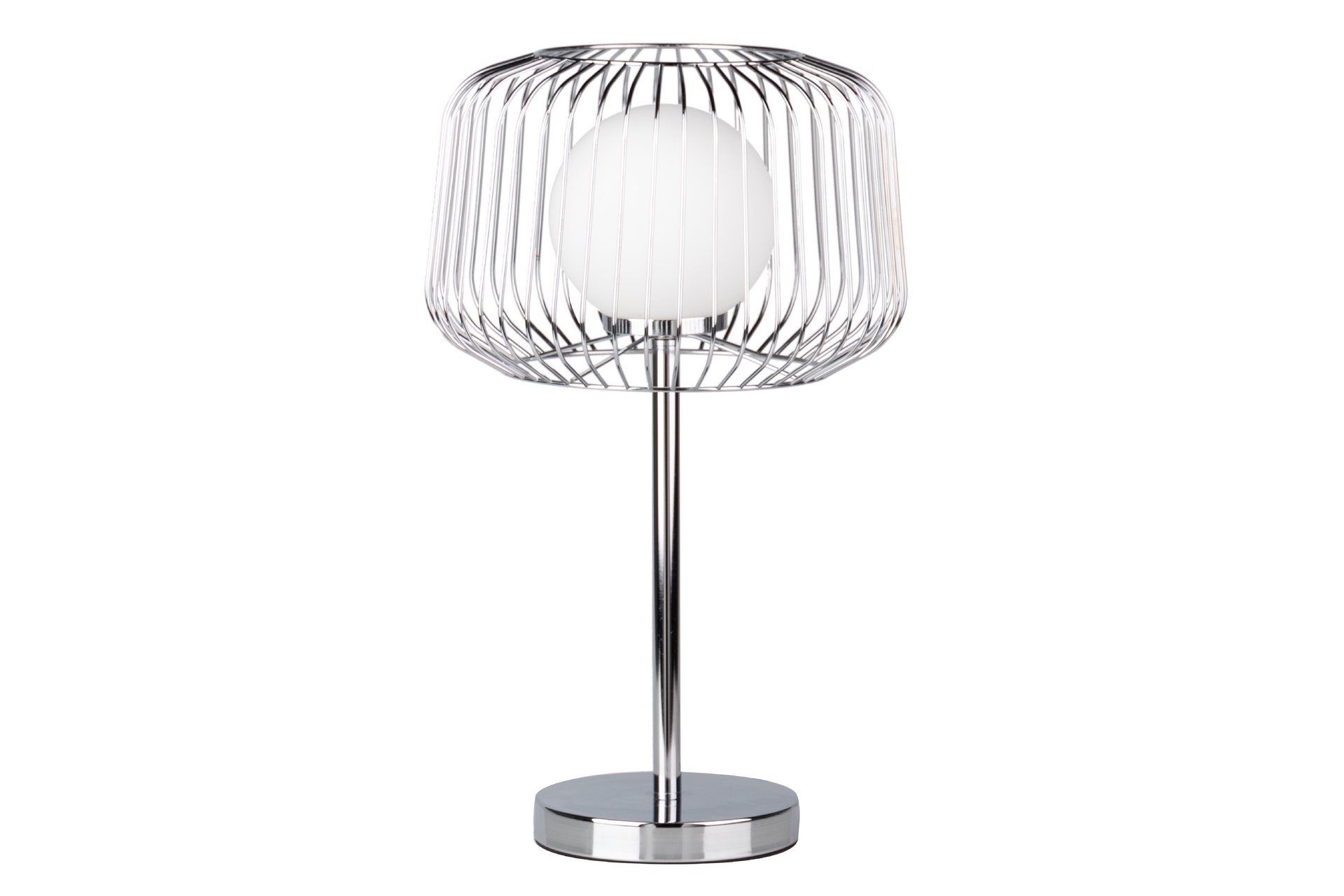 Alexandra house candeeiro de mesa metal plateado/branco 32x32x52 cm