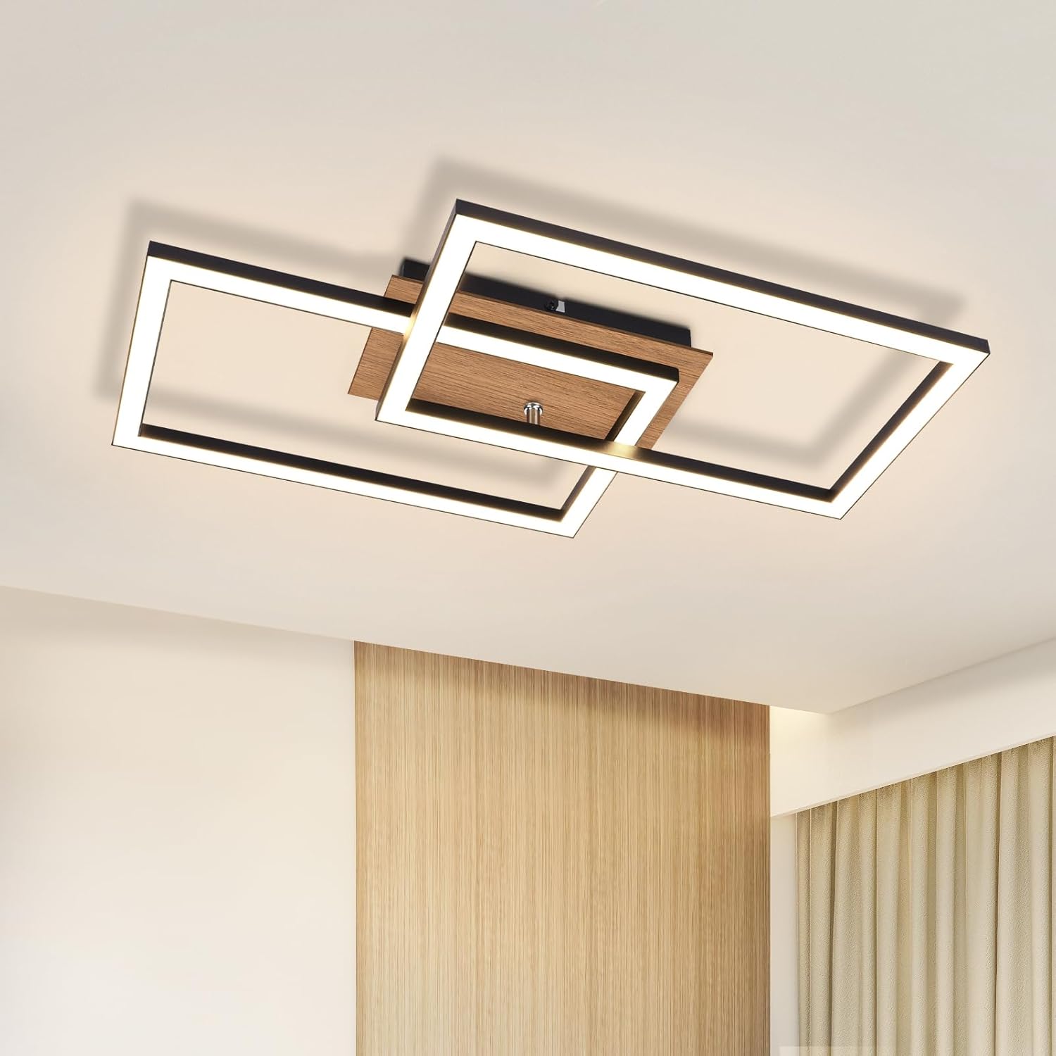 Nettlife moderno LED luz de teto luz de teto de madeira 3000k quente