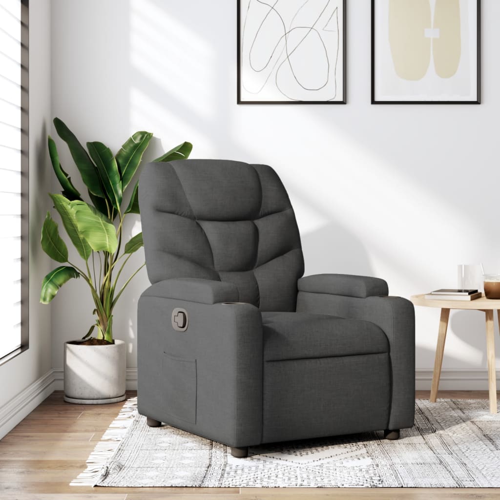 Poltrona reclinável tecido cinzento-escuro ewg2549