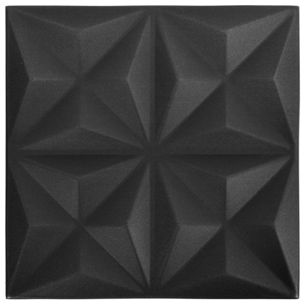 vidaXL paneles de pared 3d 12 unidades negro origami 3 m² 50x50 cm
