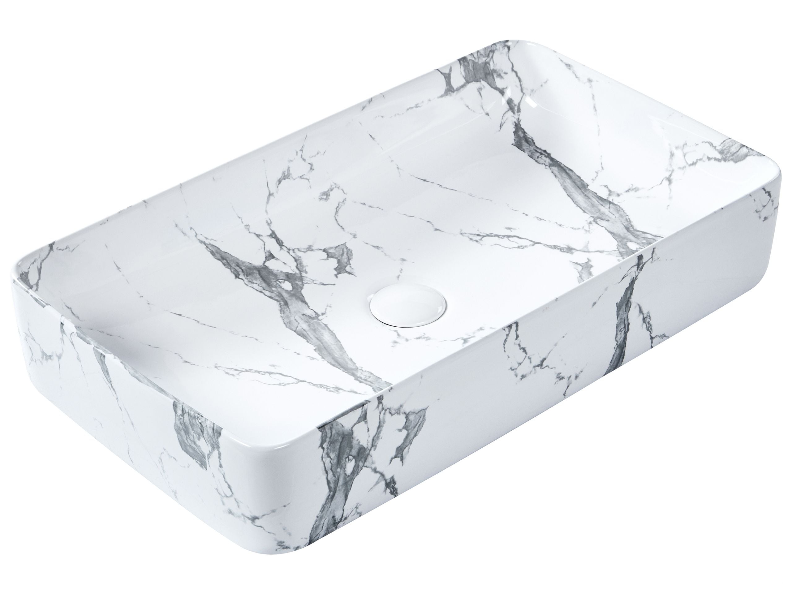 Lavatório de bancada ipala 62 x 35 cm cerâmica mármore branco