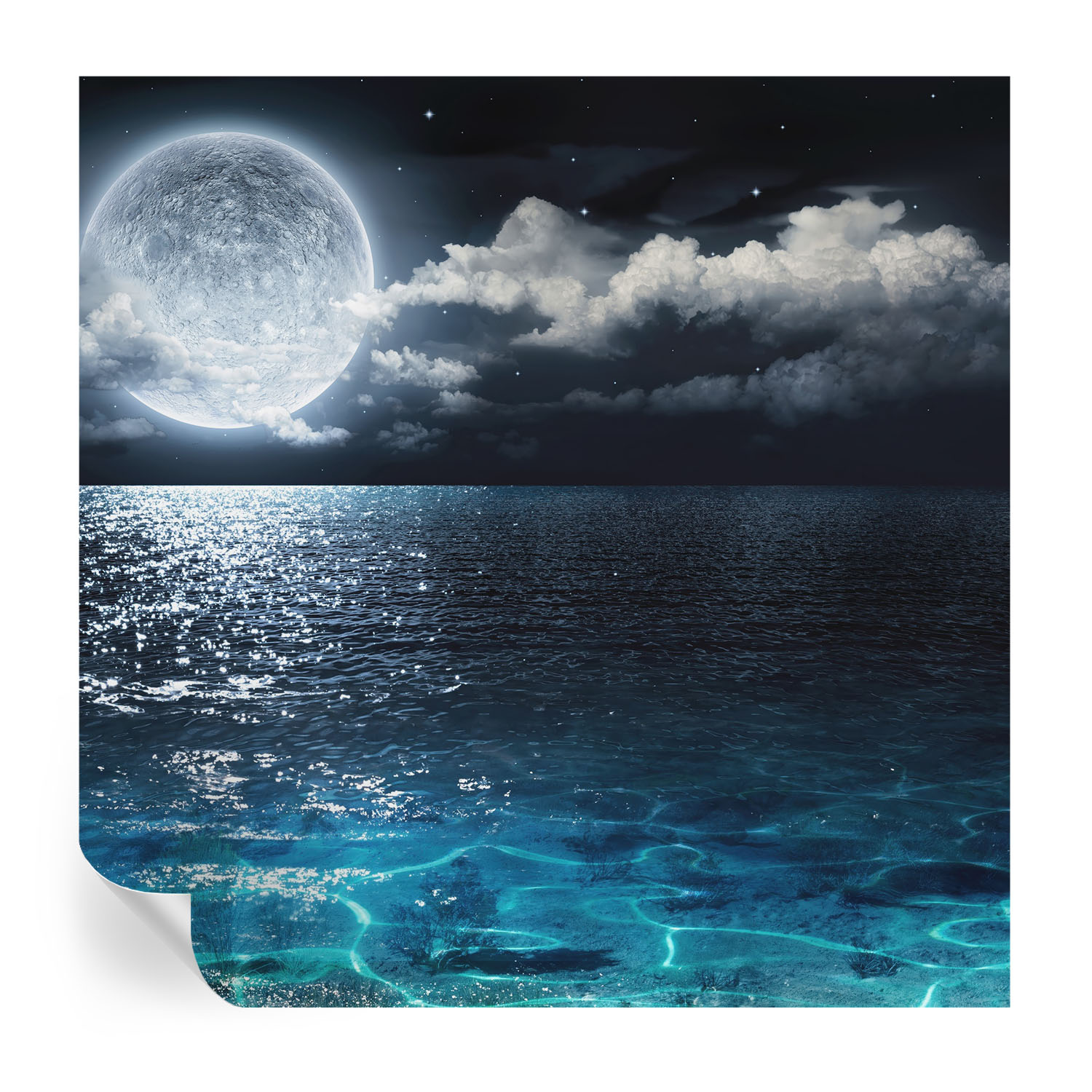 Papel de parede adesivo mar noturno 250x250 tulup