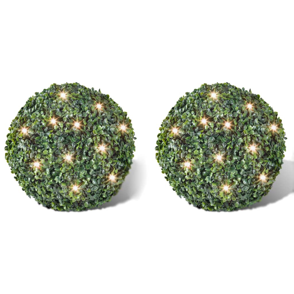 Hoja artificial bola de poda 27 cm con cuerda de LED solar 2 piezas