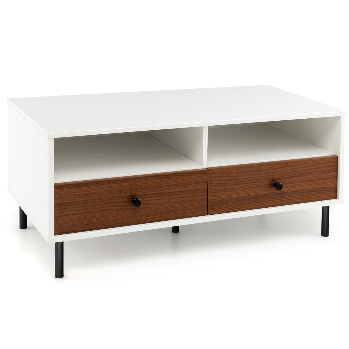 Mesa de centro - helloshop26 - 95x48x45 cm - 2 prateleiras & 2 gavetas - md