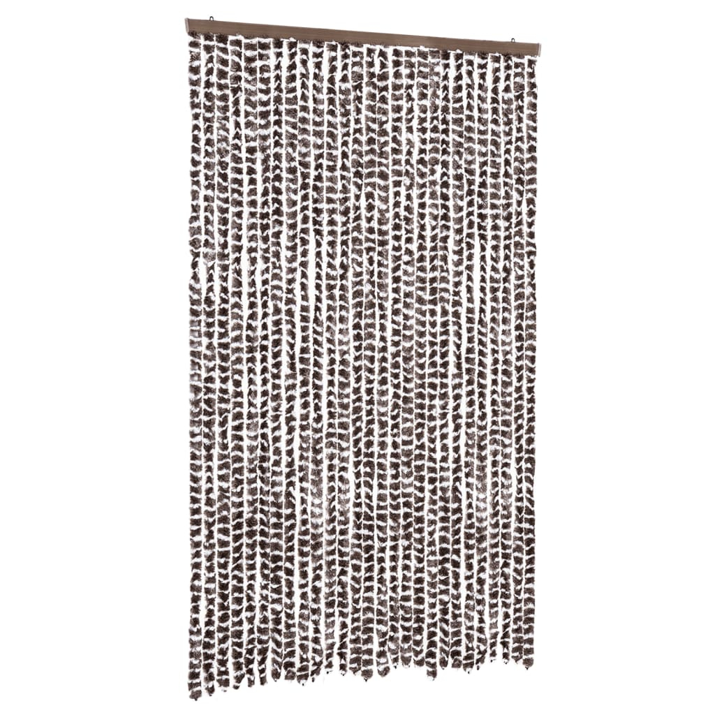 Cortina anti-insetos 118x220 cm chenille castanho e branco