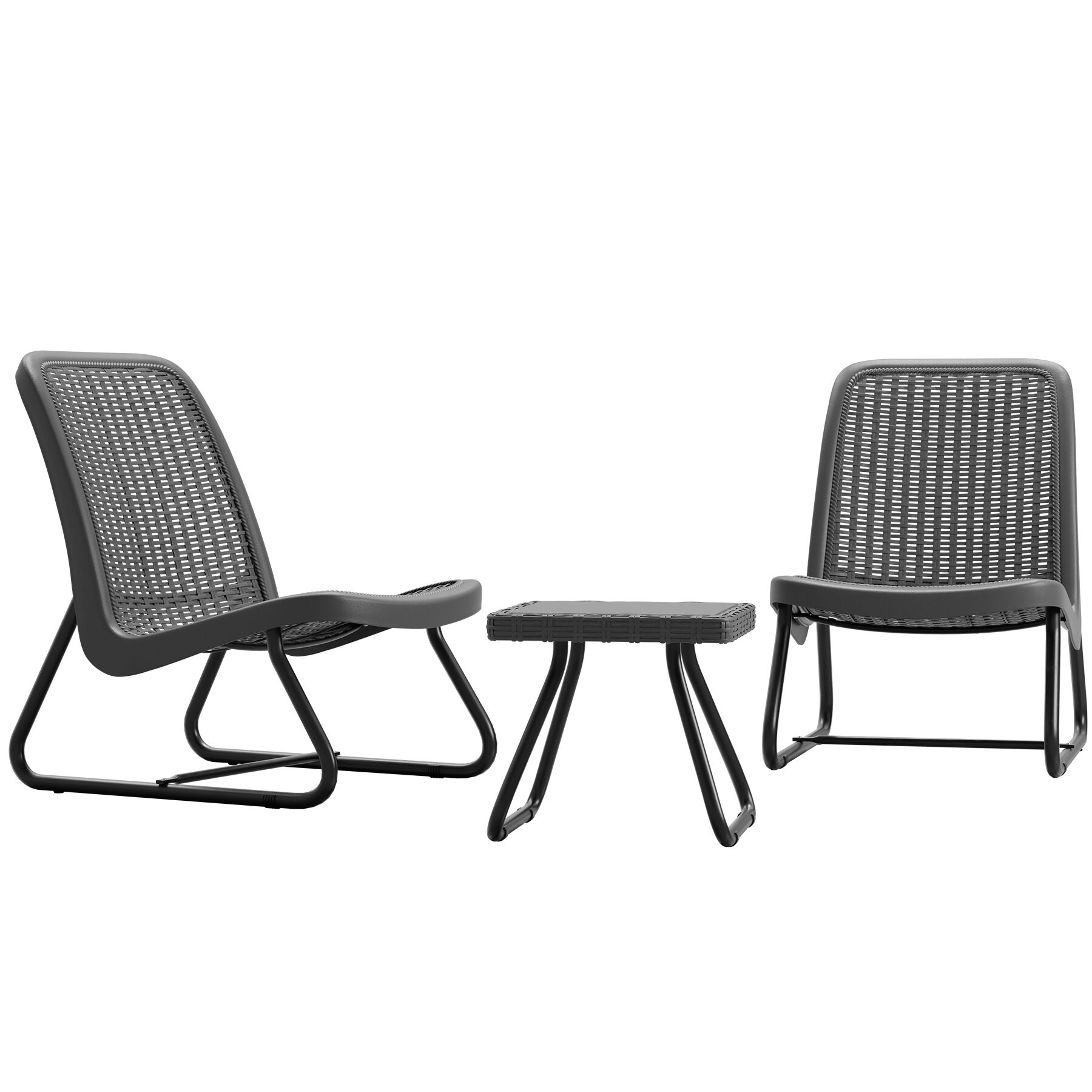 Conjunto de muebles jardín para 2 pessoas e design ergonómico, cinzento