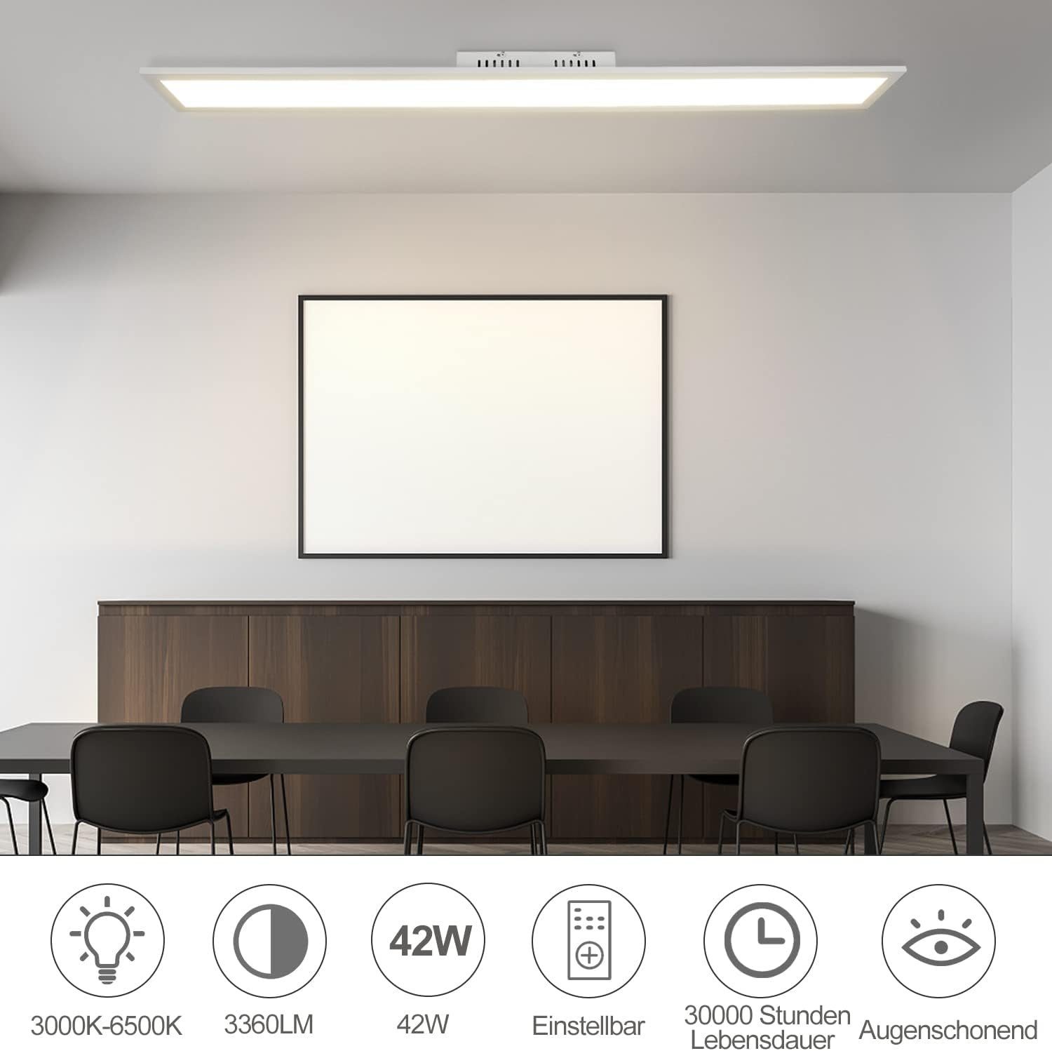 Nettlife LED plafon 42w branco 3360lm 120x15cm painel regulável com