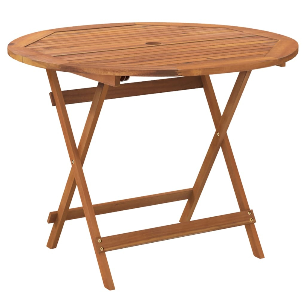 Mesa de jardim dobrável ø 90x75 cm madeira de acácia maciça