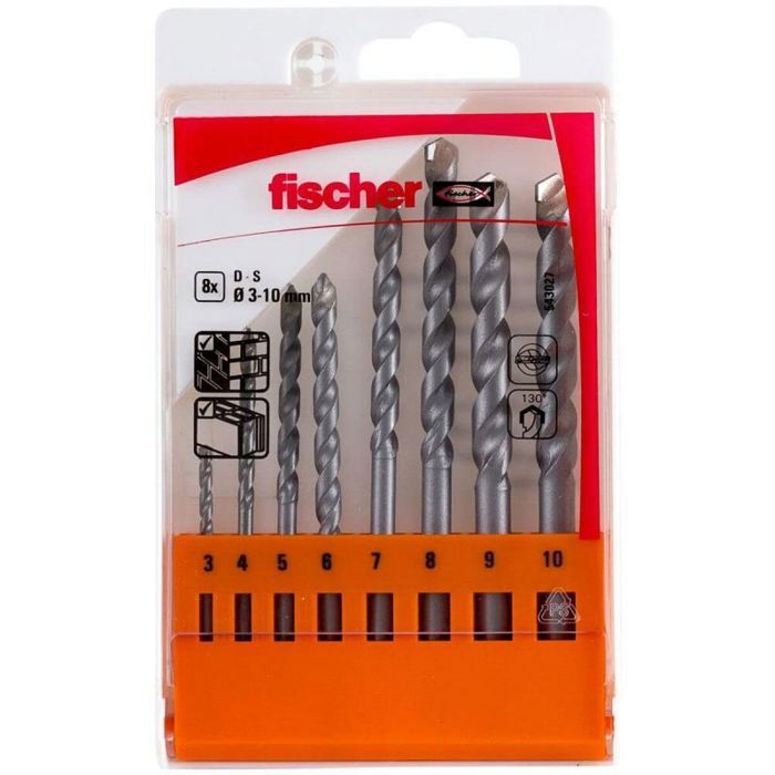 Brocas - fischer - 543027 - kit de 8 - ponta em carboneto - resistente ao c