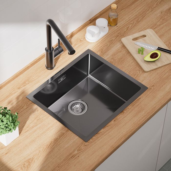 Pia de cozinha - cecipa - 50x44cm - aço inox 201 - preto antracite - 1 cuba